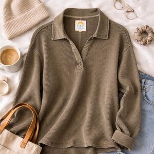 C&C California Sage Waffle Knit Top